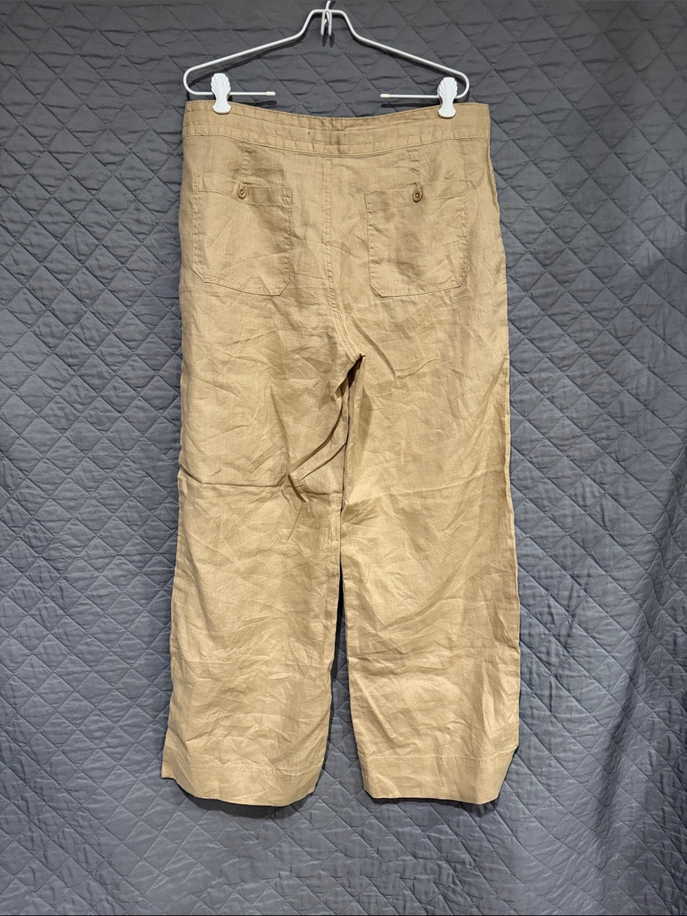 Lauren Ralph Lauren Wide-Leg Drawstring Linen Pants - Tan - 12 - Picture 4 of 4